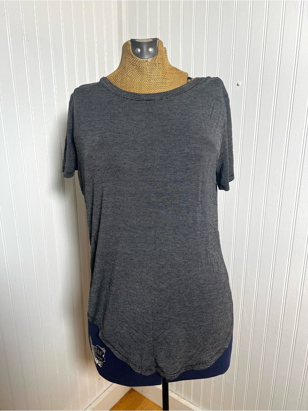 Halogen white and black stripe Short-Sleeve Crew Tee